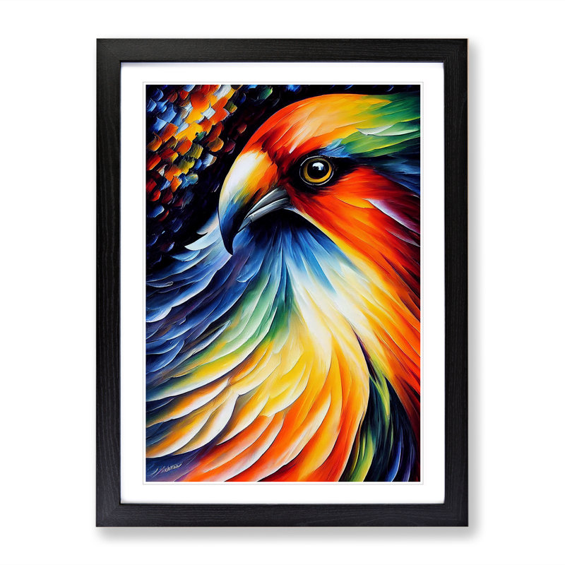 Portrait Of A Bird No.2 - Single Picture Frame Painting, Black Framed, 64cm H x 46cm W x 2cm D