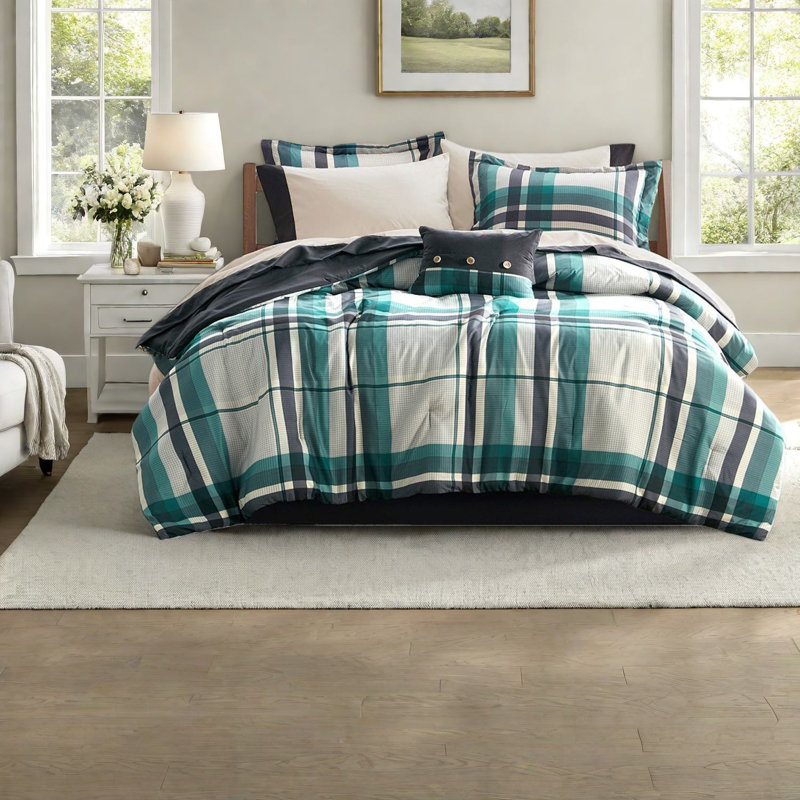 de literie une pièce, microfibre hypoallergénique, motif écossais classique, lit simple TG pour le confort de la maison