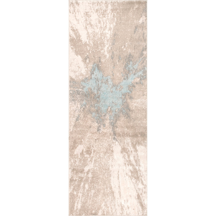 Dequita Contemporary Abstract Beige/Blue Area Rug