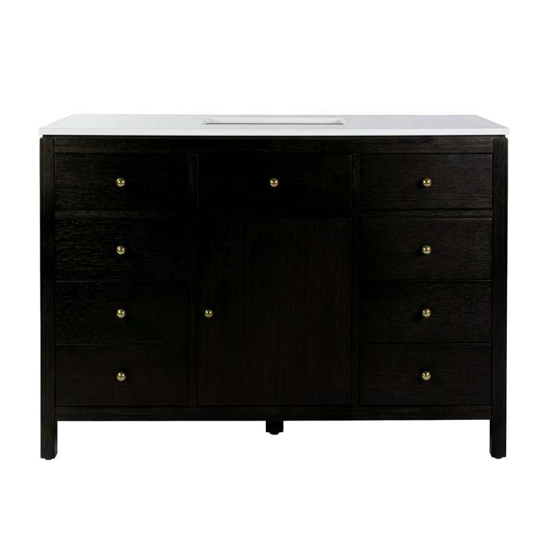 Celine 48 In Single Sink Bathroom Vanity With Quartz Top, Coffee Brown, Coffee Brown