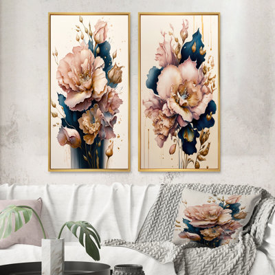 " Soft Pink And Blue Gladiolus Flowers " 2 - Pieces