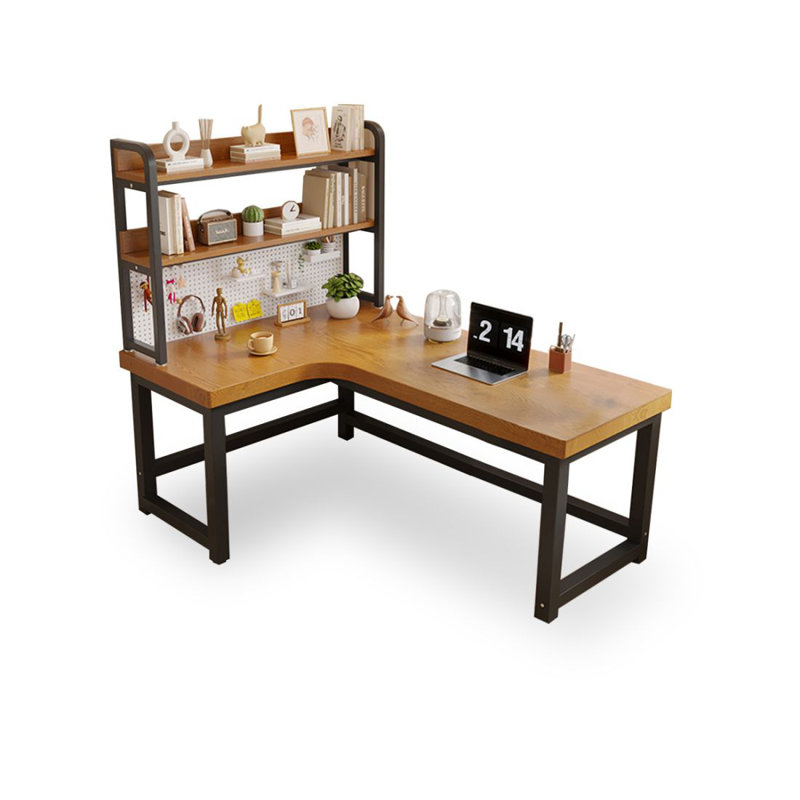 Bureau de direction brun en bois massif en forme de L, H 66,93 po x l 55,12 po x P 39,37 po, Retour à gauche