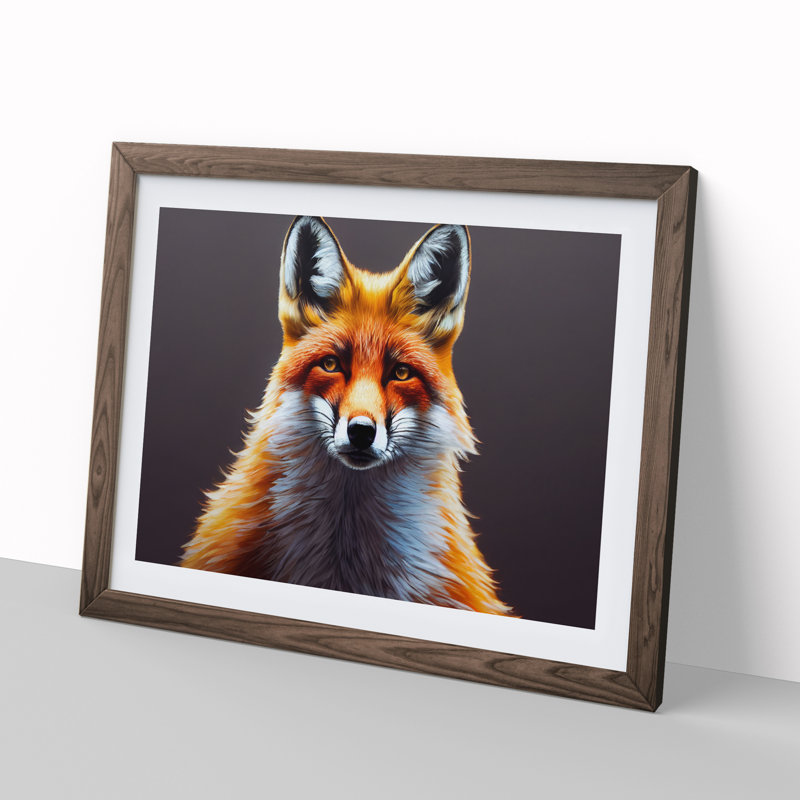 Incredible Fox - Single Picture Frame Print, 34cm H x 46cm W x 2cm D, Walnut