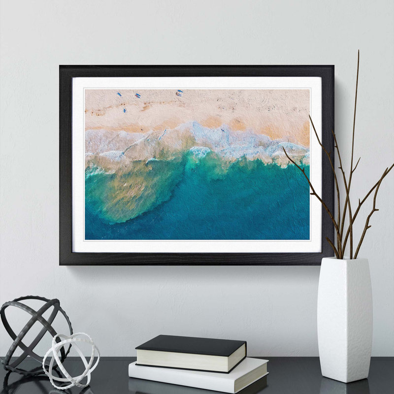 Beach In Punta Cana Dominican Republic - Single Picture Frame Painting, Black Framed, 45cm H x 63cm W x 2cm D