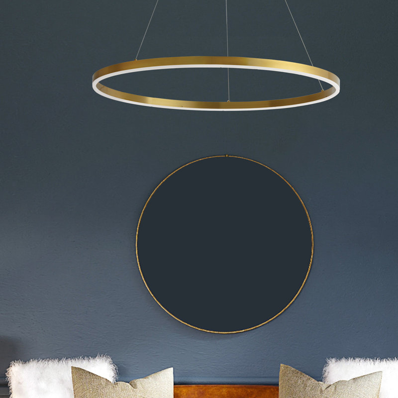 1 - Light LED Pendant, Aged Brass