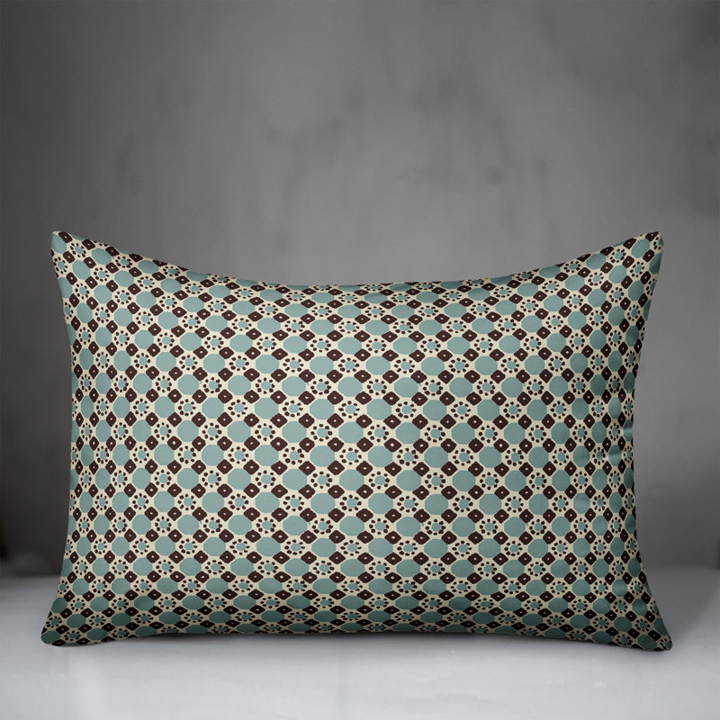 Coussin Folk, Bleu / Brun