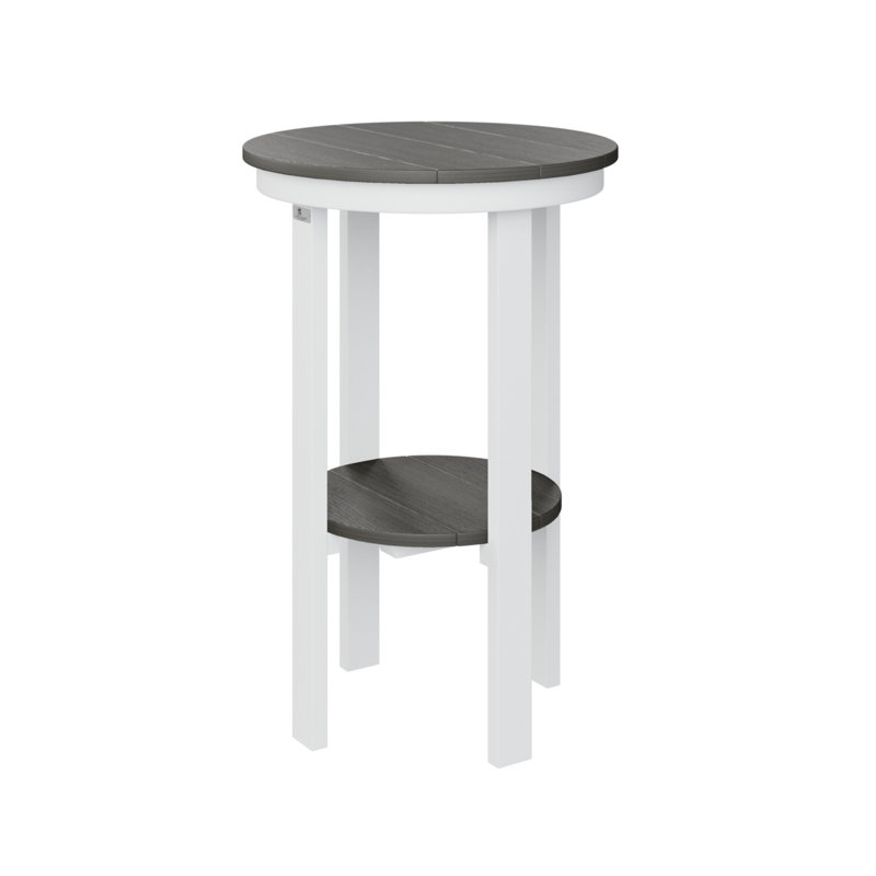  Table de bout ronde avec plateau gris régulier et base blanche, Gris côtier, H 32 po x l 21,5 po x P 21,5 po