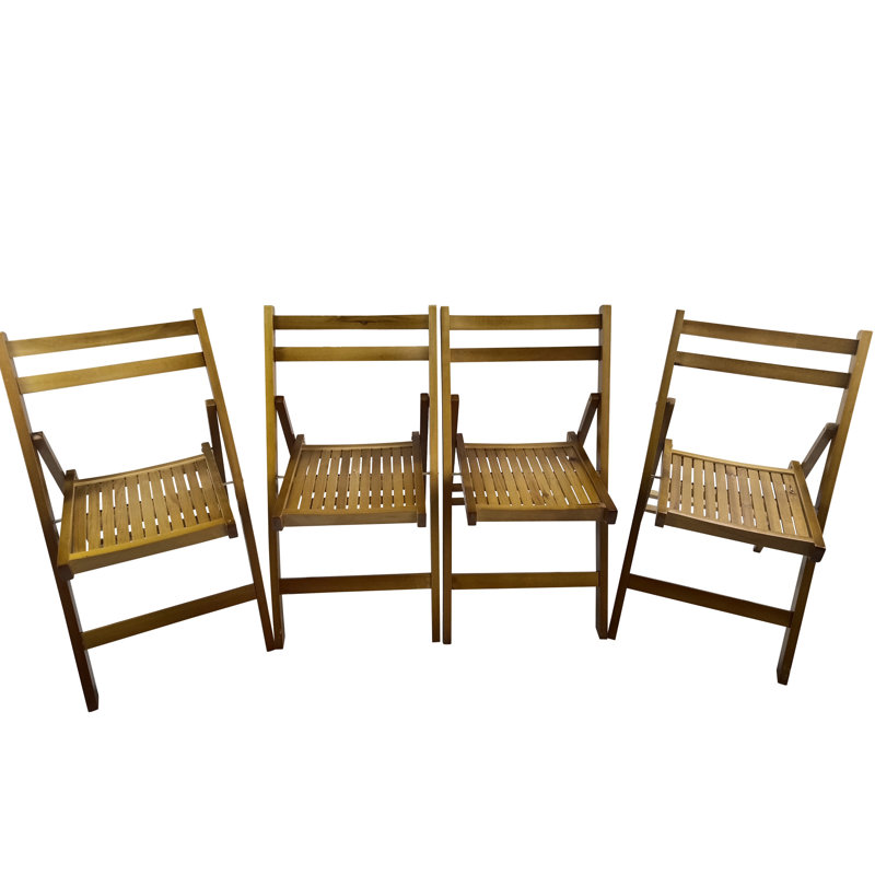 Solid Wood Folding Chair  4 Pieces  - And Appealing In Honey  4  Tone For Multiple Purposes