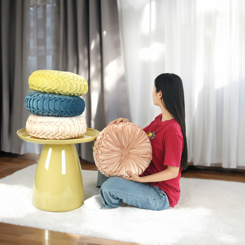 Coussin décoratif en velours, Citron