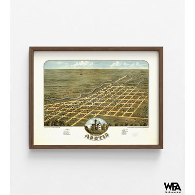 Vue d'oiseaux du comté d'Austin-Mower, Minnesota, 1870