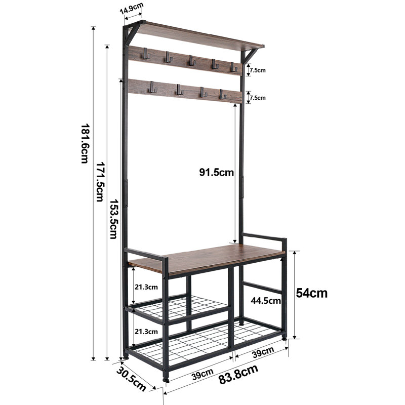Antravion Hall Tree 33'' Wide with Shoe Storage, Borad