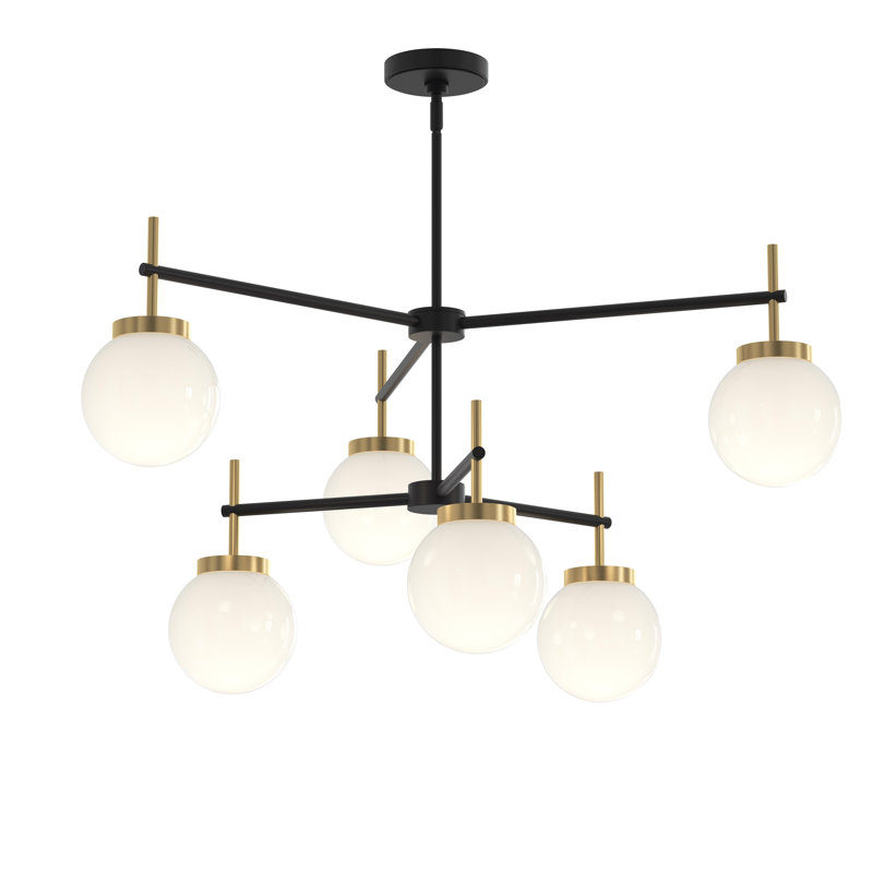Rigsby Six-Light Matte Black with Brushed Gold Accents Two-Tier Chandelier, Matte Black with Brushed Gold