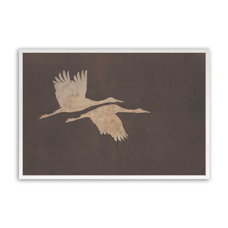 Herons In Flight Mocha  Art Print, 20" H x 30" W, White