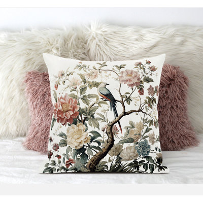 Animal Print and Floral Outdoor Reversible Throw Pillow