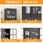 Armoire de rangement en métal noir de qualité supérieure avec portes en verre trempé, tablettes réglables, dispositif anti-basculement, fermeture silencieuse magnétique et pieds réglables pour la maison et le bureau