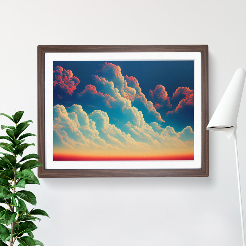 Gracious Clouds - Single Picture Frame Print, 46cm H x 64cm W x 2cm D, Walnut Framed