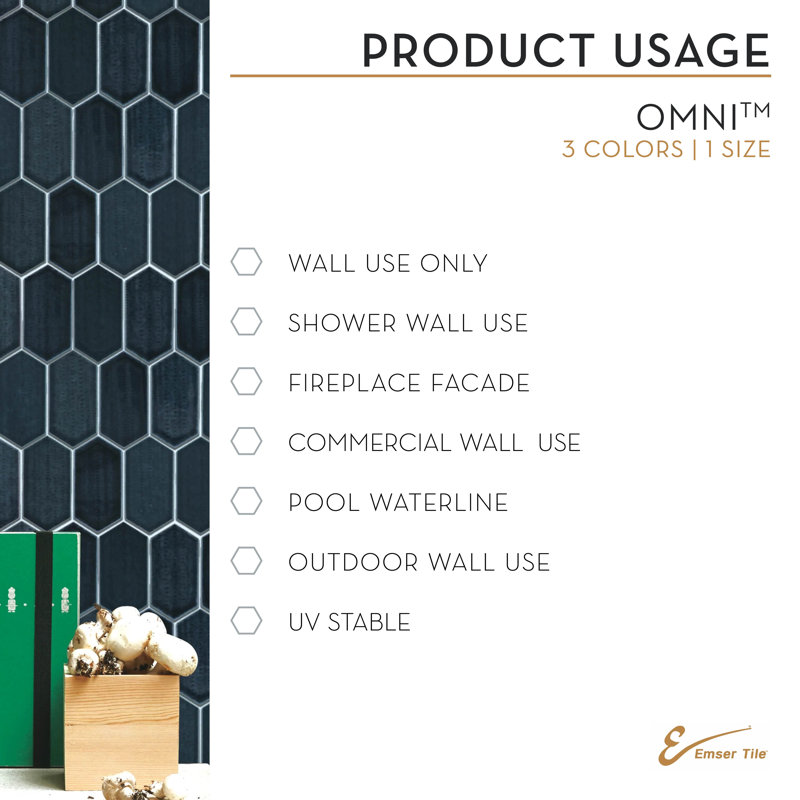 Omni™ 10" x 12" Porcelain Honeycomb Mosaic Tile, Navy