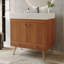 Meuble-lavabo autoportant avec comptoir en faux marbre et lavabo en céramique, armoire de rangement à double porte de 30 po, bois d'ingénierie imperméable, pieds dorés