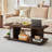 Alba 47.2" Rectangular Coffee Table with Open Storage Shelf, 2-Tier Living Room Table