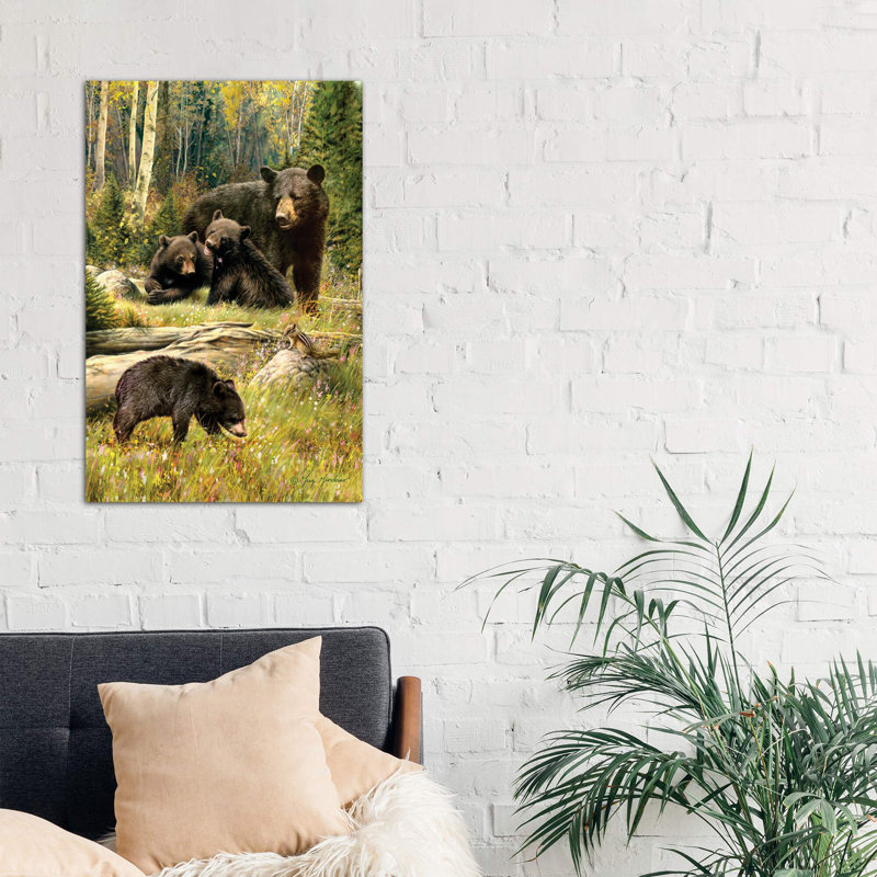 Black Bear Family - Wrapped Canvas Print, 101.6 cm H x 66.04 cm W x 3.175 cm D