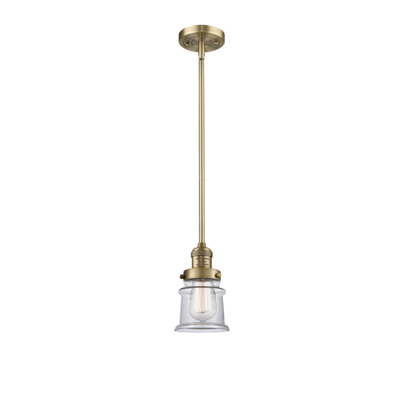 Alexandira 1 - Light Single Pendant, Brushed Brass, Clear, 6 Watt Vinage LED Bulb