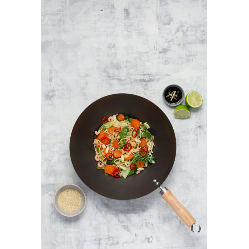 Typhoon Non-Stick Carbon Steel Wok, 9.5cm H x 31cm W x 31cm D