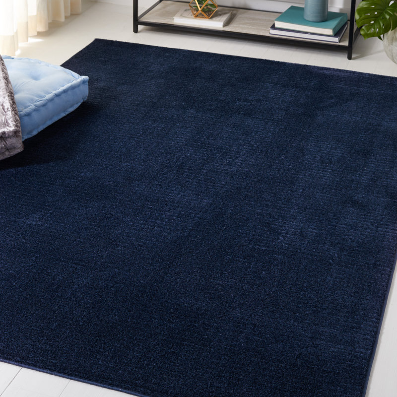 Tapis rectangulaire bleu marine tissé à la machine Dulci, Rectangle 4 pi x 6 pi