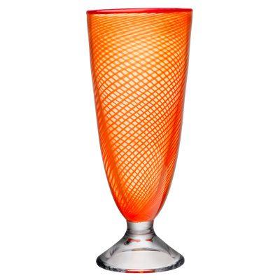 Red Rim Handmade Crystal Table Vase