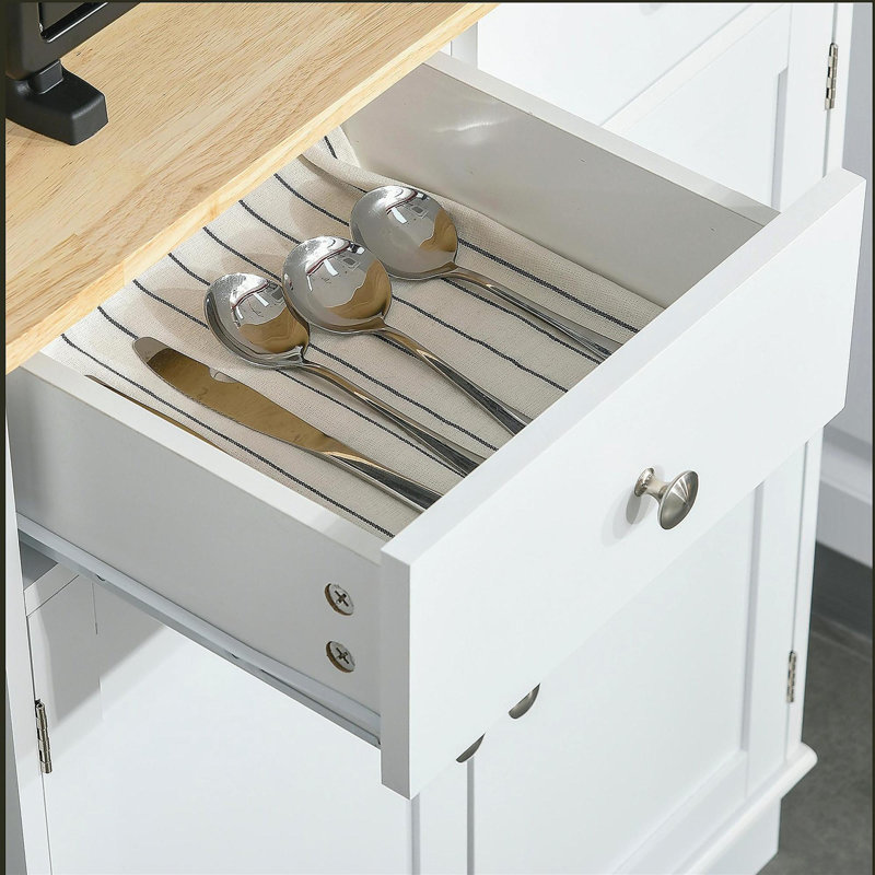 Buffet de cuisine 67 po avec huche, garde-manger avec support à micro-ondes, tablette réglable, 2 tiroirs