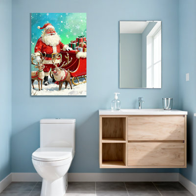 Père Noël de Noël avec renne et traîneau