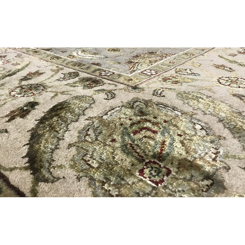 Tapis ivoire et beige noué à la main de haute qualité