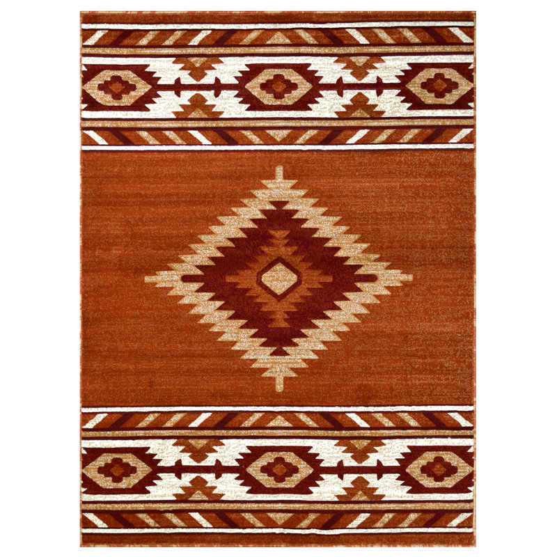 Tapis de style sud-ouest beige HR Rust, Rectangle 5 pi x 7 pi