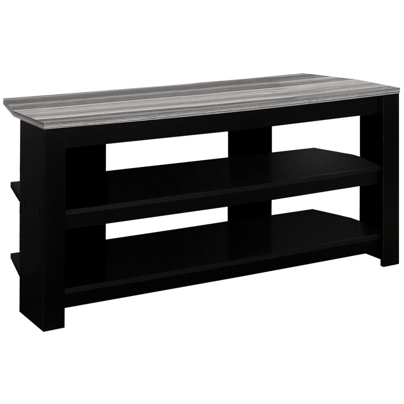 Élégant centre de divertissement multimédia de 42 pouces, meuble télé avec tablettes - noir et gris, console fonctionnelle attrayante, rangement central et stratifié gris, robuste