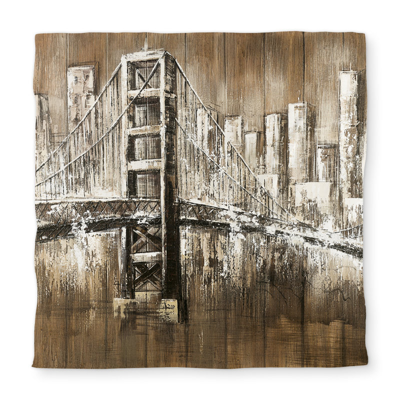 Aged Finish Golden Gate Queen Duvet Cover - White Back Decor