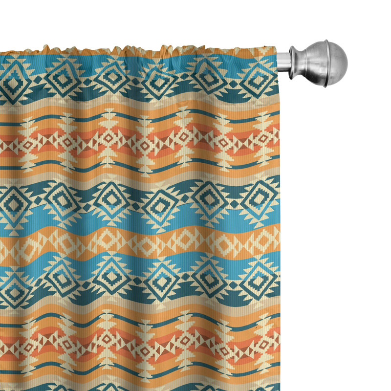 Paire de rideaux semi-transparents avec passe-tringle Southwestern, 28 po x 84 po