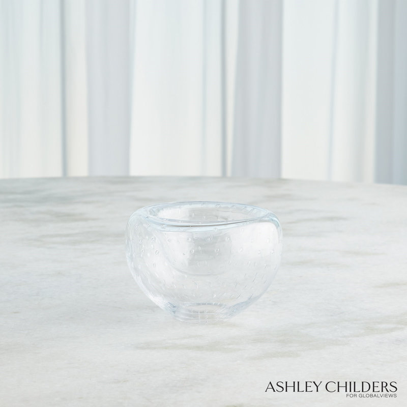 Double Take Bowl-Clear Seeded-Med, 4" H x 6" W x 6" D