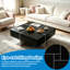 Table basse carrée extensible moderne avec tiroirs de rangement, table basse noire lustrée 31,5 po avec casse-têtes, table centrale extensible multidirectionnelle avec compartiments de rangement cachés pour le salon
