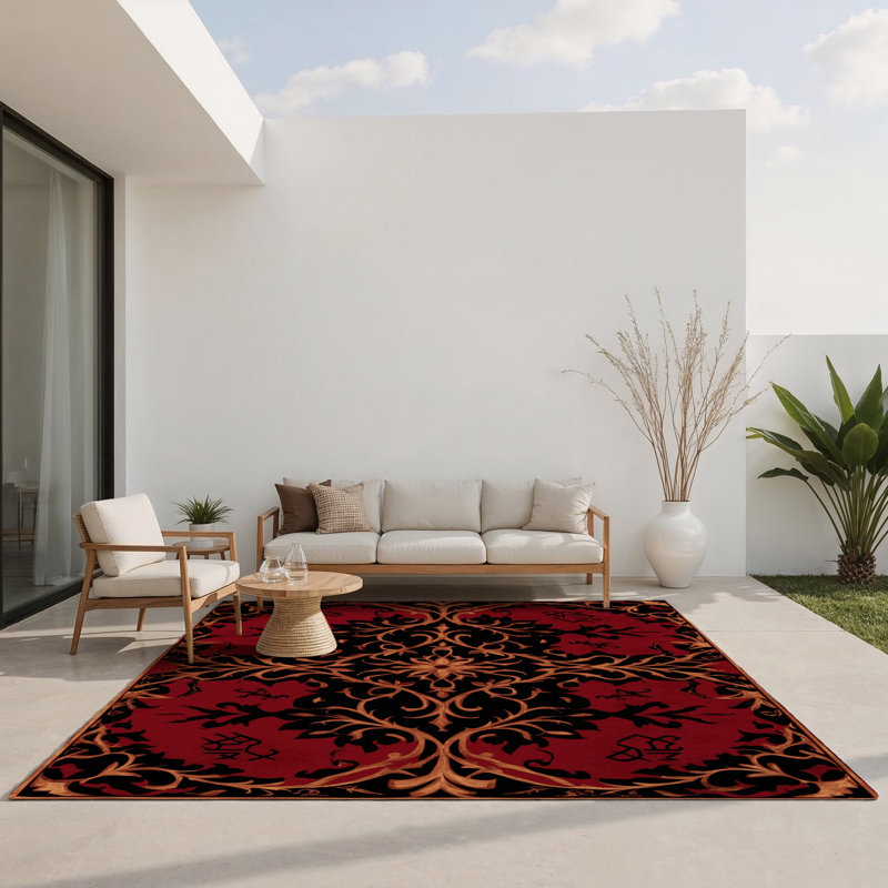 Celestial Emblem Indoor And Outdoor Area Rug, Rectangle 1'6" x 2'6"
