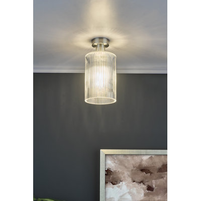 EMERSON 1LT SEMI FLUSH CW CYLINDER GLASS