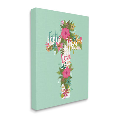 " Faith Hope Love Floral Cross "