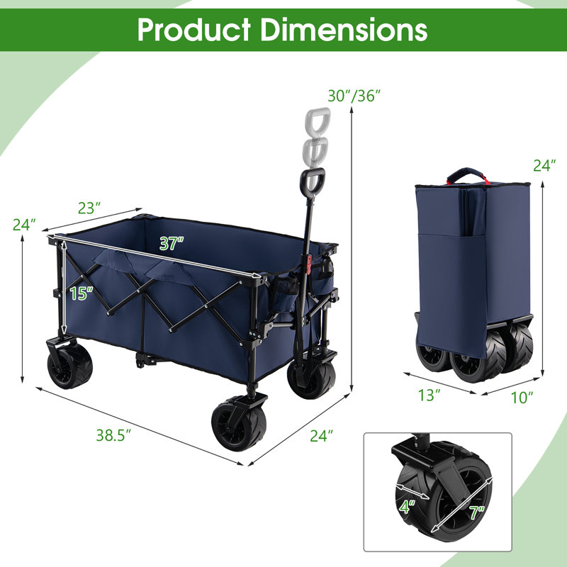 Collapsible Tailgating Game With Wide Wheels Adjustable Handle