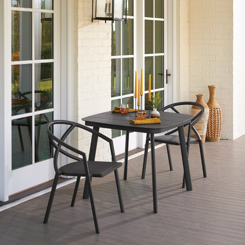 Azal Armchair (Set Of 2), Carbon, Ninja Black Basketweave