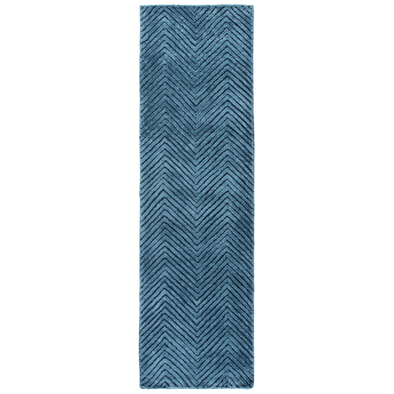 Glamour 801 Hand Tufted 80% Wool; 10% Viscose; 10% Cotton Chevron Rug, 2'-3" X 8'-0" Runner