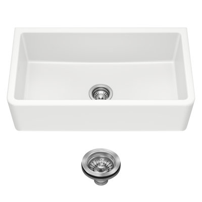 Kraus Turino Reversible 33-inch L Fireclay Farmhouse Flat Apron Front Single Bowl Kitchen Sink