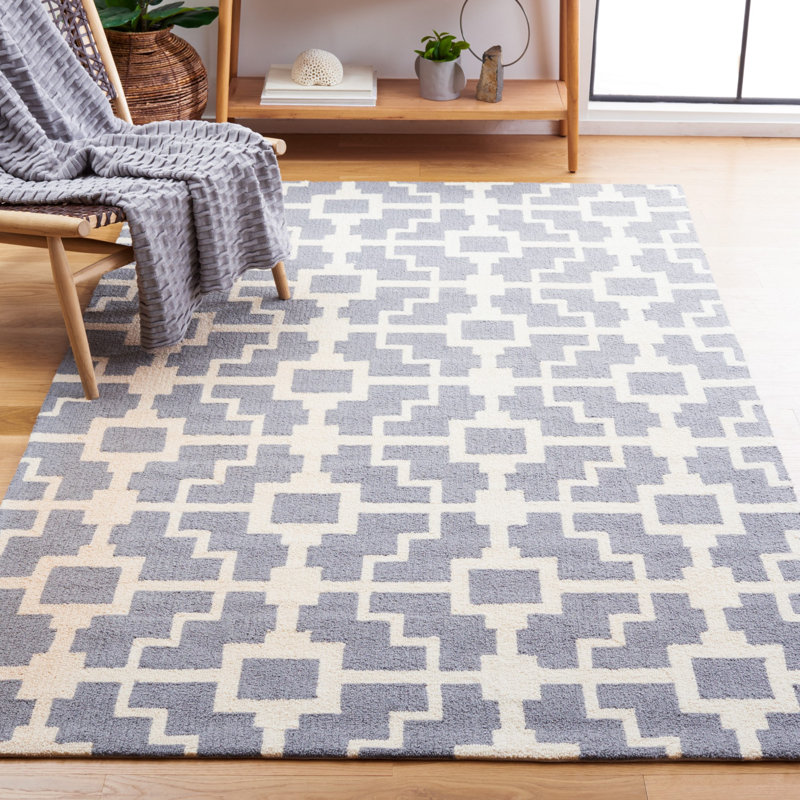 Tapis géométrique performance crocheté à la main Vannatter, Rectangle 8 pi x 10 pi