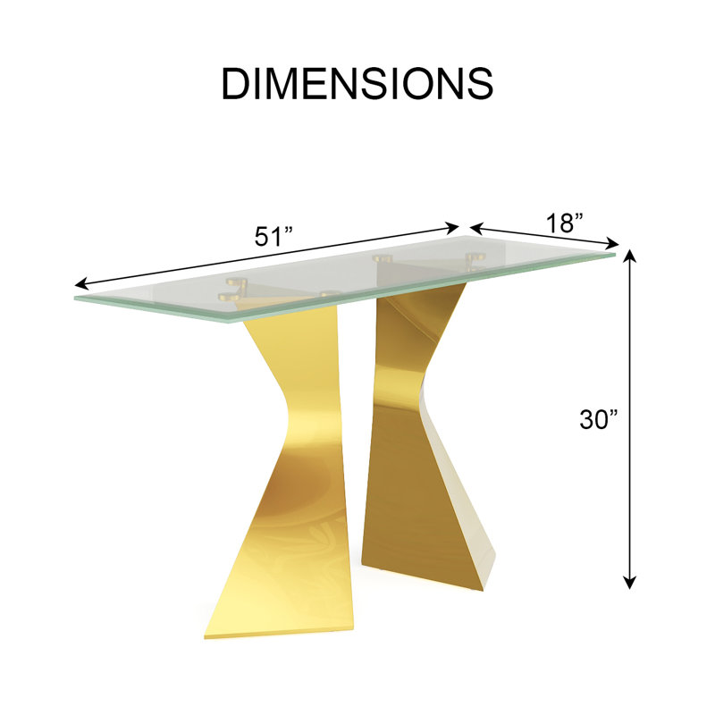 Olmitz 51'' Glass Top Console Table, Gold