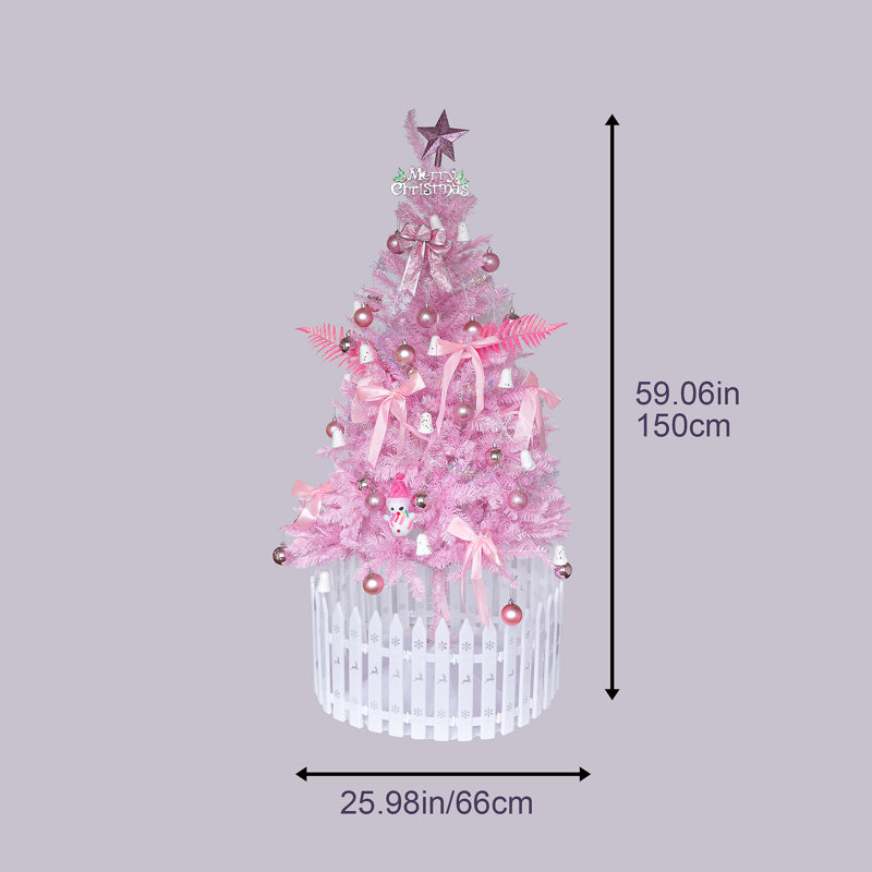 5FT Christmas Tree Pink, 4.9' H