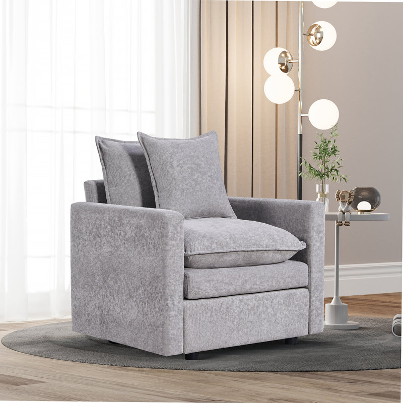 Canapé-lit en tissu d'ameublement Chenille, Gris