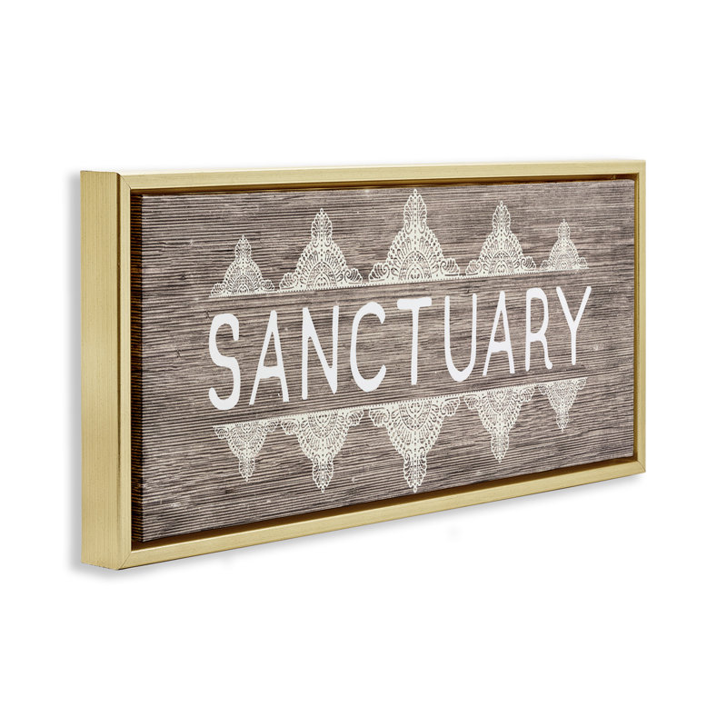 "Sanctuary with Paisley" Brown Grain, cadre encadré par Daphne Polselli, Cadre flottant métallique doré, H 11 po x l 25 po
