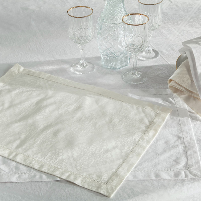 Luciana 100% Cotton Tablecloth, Ivory, 108" L x 72" W